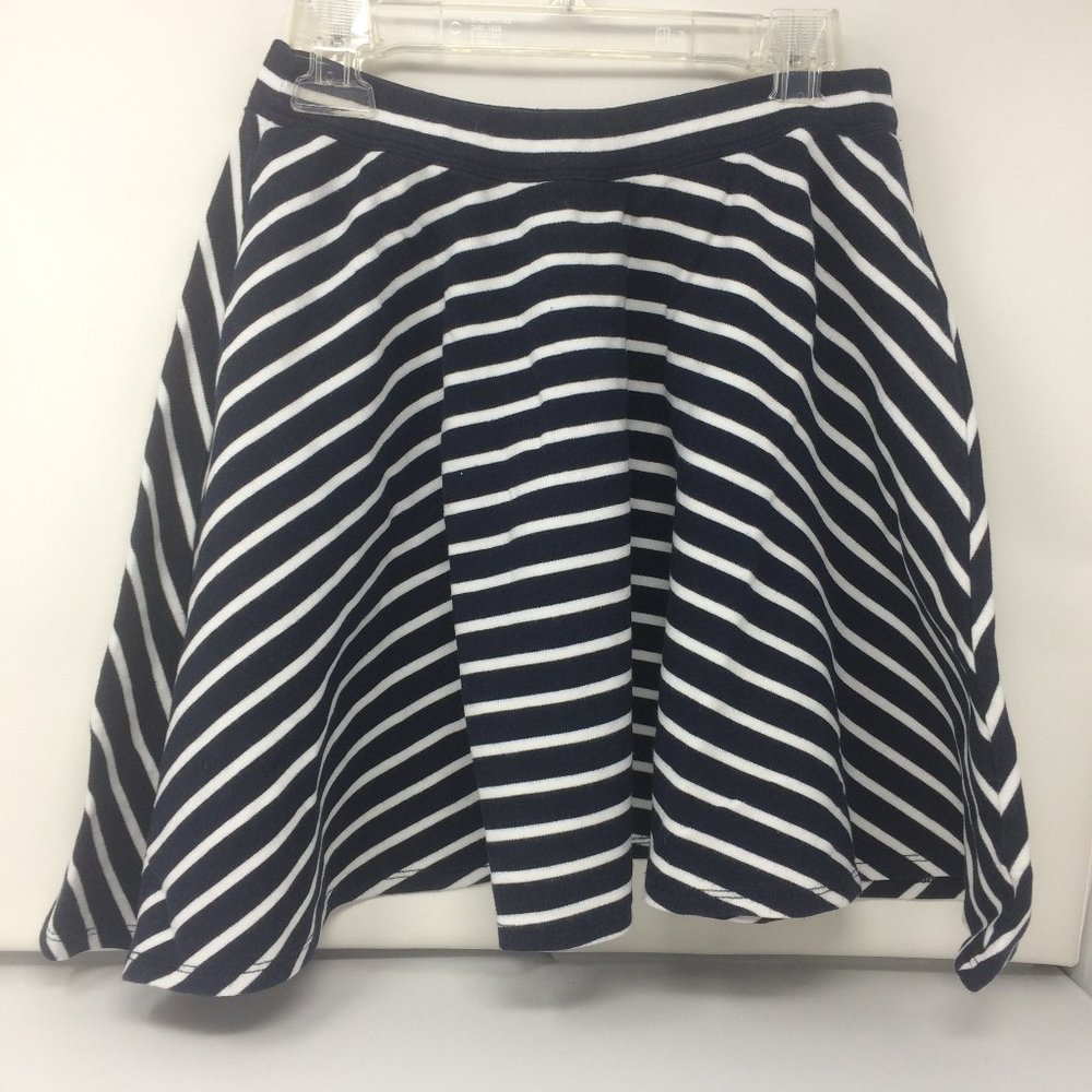 A&F Navy Blue Striped Circle Skirt